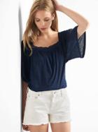 Gap Women Linen Bell Sleeve Top - True Indigo