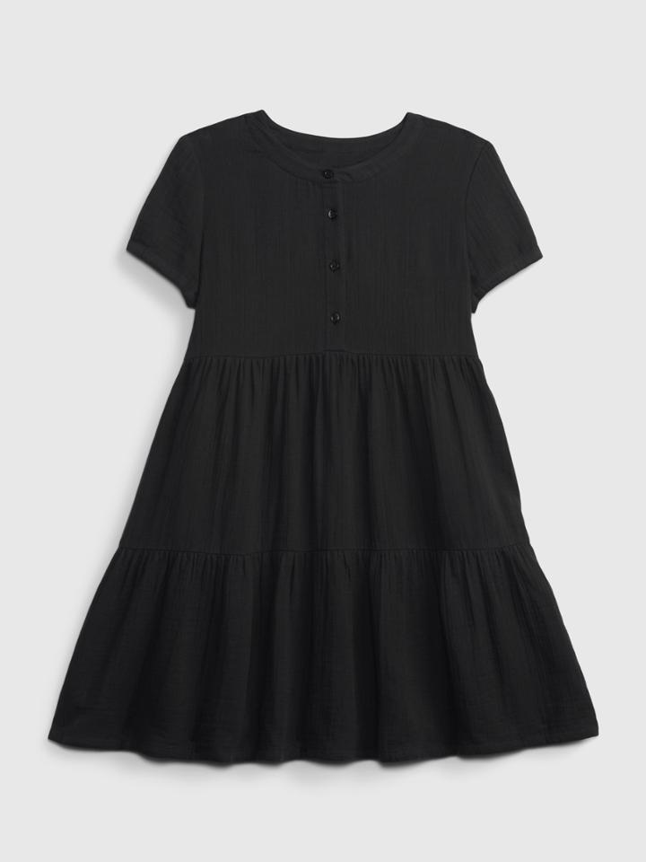 Kids Crinkle Gauze Tiered Shirtdress