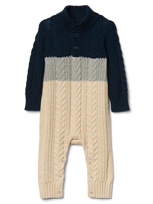Gap Colorblock Cable Knit Sweater One Piece - Constellation Blue