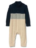 Gap Colorblock Cable Knit Sweater One Piece - Constellation Blue