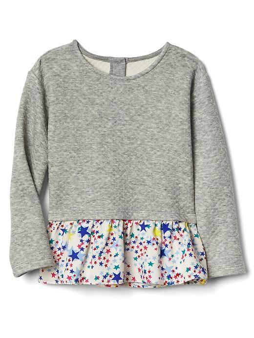 Gap Quilted Double Layer Peplum Top - Grey Heather