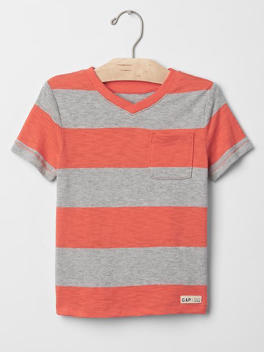 Gap Bold Stripe Pocket Tee - Neon Orange Bolt