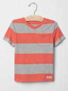 Gap Bold Stripe Pocket Tee - Neon Orange Bolt