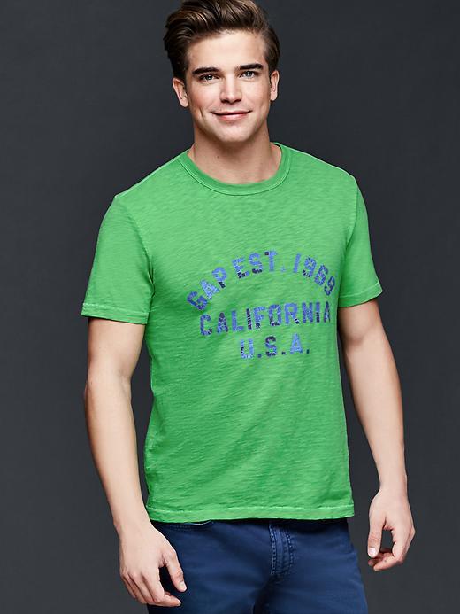 Gap Men Worn Logo T Shirt - Lush Green