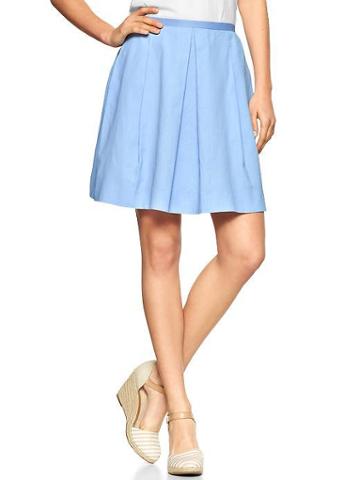 Gap Pleated Linen Skirt - Light Blue