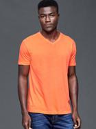 Gap Men Vintage Wash V Neck T Shirt - Yellow Stripe