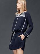 Gap Women Long Sleeve Embroidered Dress - True Indigo