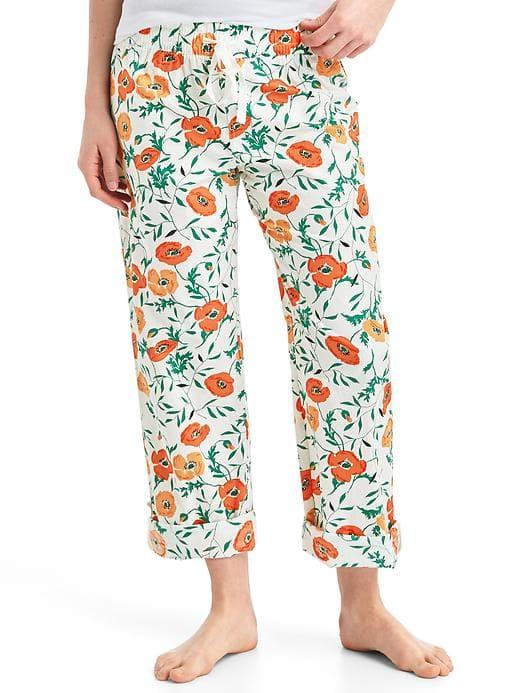 Gap Women Print Roll Tab Sleep Pants - Poppy Print