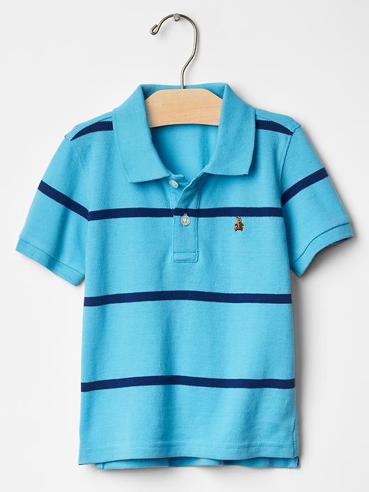 Gap Stripe Neon Polo - Aquarius Blue