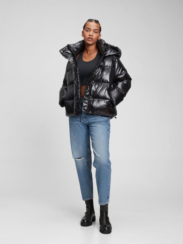 100% Recycled Polyester Relaxed Heavyweight Cropped Puffer Jacket