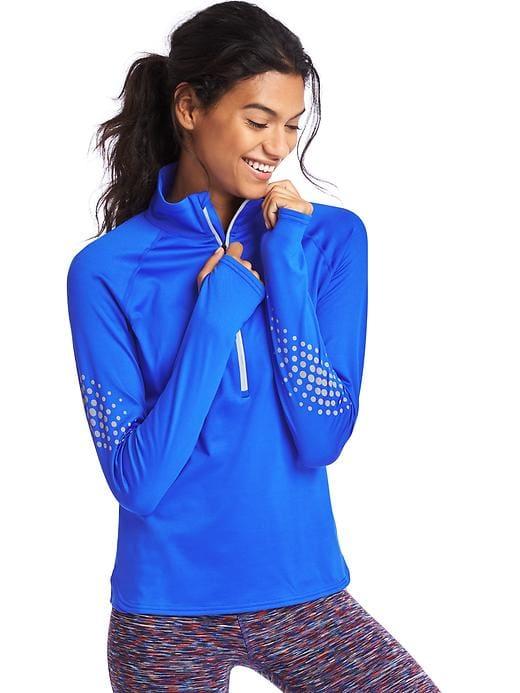Gap Women Reflective Print Half Zip Pullover - Bristol Blue