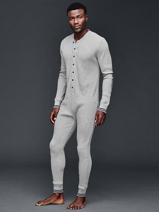 Gap Waffle One Piece Union Suit - Grey Heather