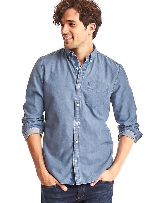 Gap Men Oxford Overdye Slim Fit Shirt - Blue