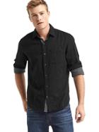 Gap Men Double Face Standard Fit Shirt - Solid Black
