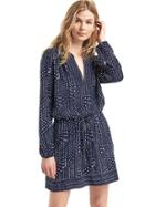Gap Women Mix Print Long Sleeve Dress - Navy Print