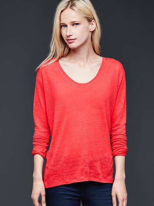 Gap Women Linen Scoop Neck Tee - Buoy Red