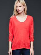Gap Women Linen Scoop Neck Tee - Buoy Red