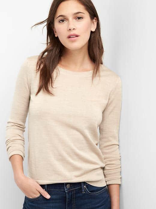 Gap Women Merino Wool Crewneck Pullover - Oatmeal Heather