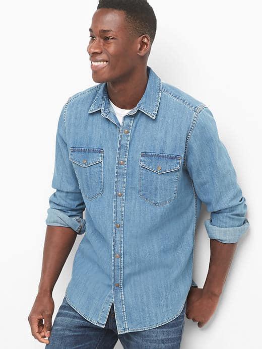 Gap Women 1969 Denim Western Slim Fit Shirt - Authentic Medium