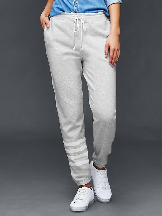 Gap Sun Wash Active Stripe Sweats - Light Heather Gray