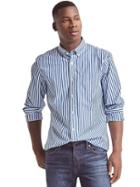 Gap Men True Wash Bengal Stripe Standard Fit Shirt - Admiral Blue