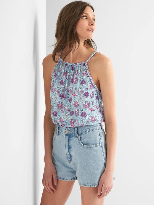 Gap Women Braided Halter Tank - Light Blue