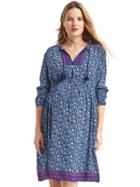 Gap Women Drapey Print Tassel Dress - Blue Combo