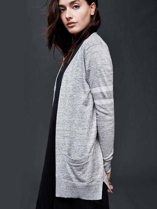 Gap Women Varsity Stripe Cardigan - Heather Grey