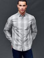 Gap Men Plaid Polin Shirt Slim Fit - Pilot Gray