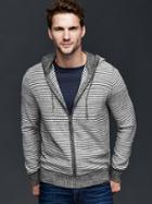 Gap Men Heathered Stripe Zip Hoodie - Gray Stripe