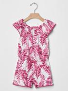 Gap Tie Waist Romper - Palm Print