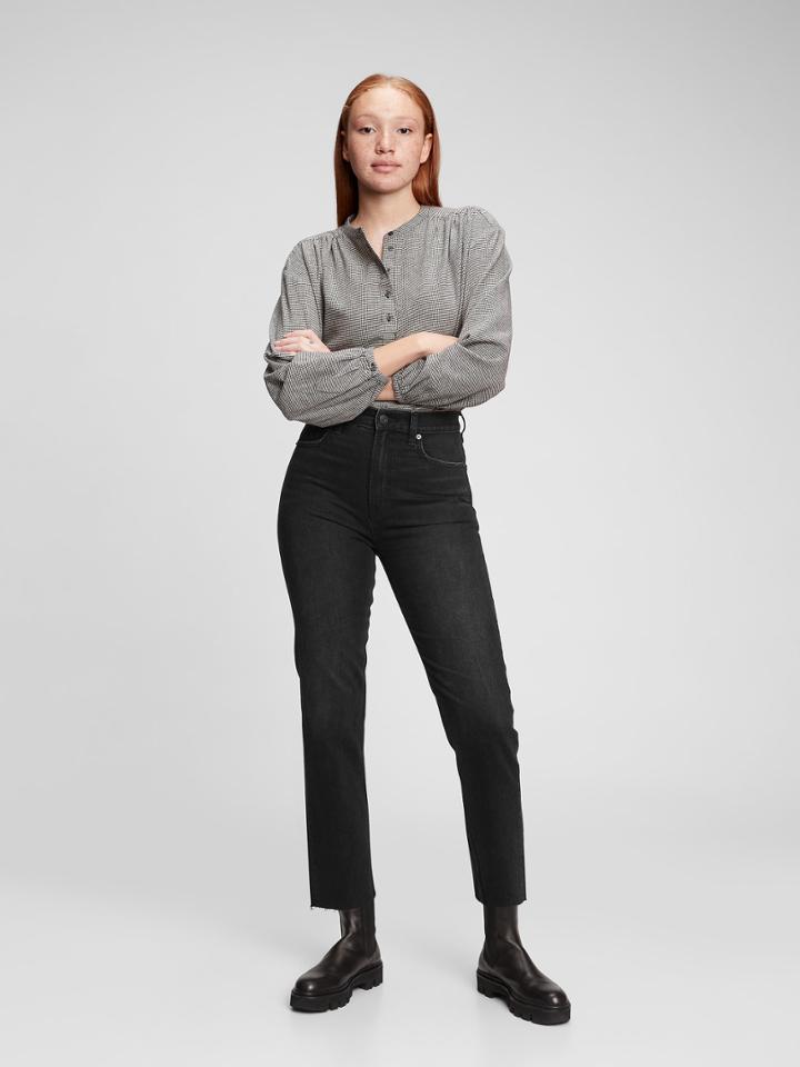 Sky High Rise Cheeky Straight Jeans With Washwell