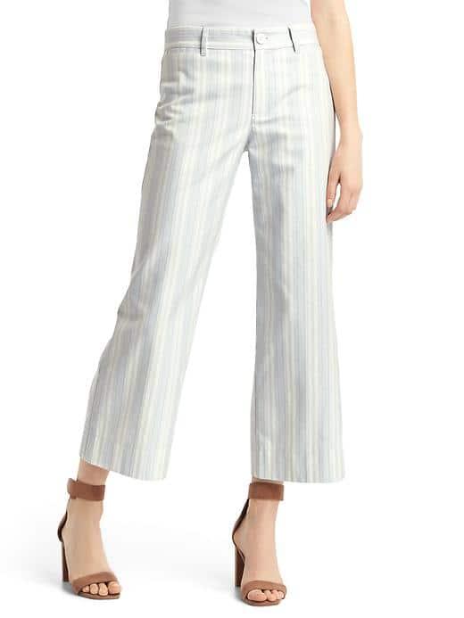 Gap Women Wide Leg Crop High Rise Chinos - Blue Stripe