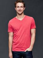 Gap Men Vintage Wash V Neck T Shirt - Weathered Red