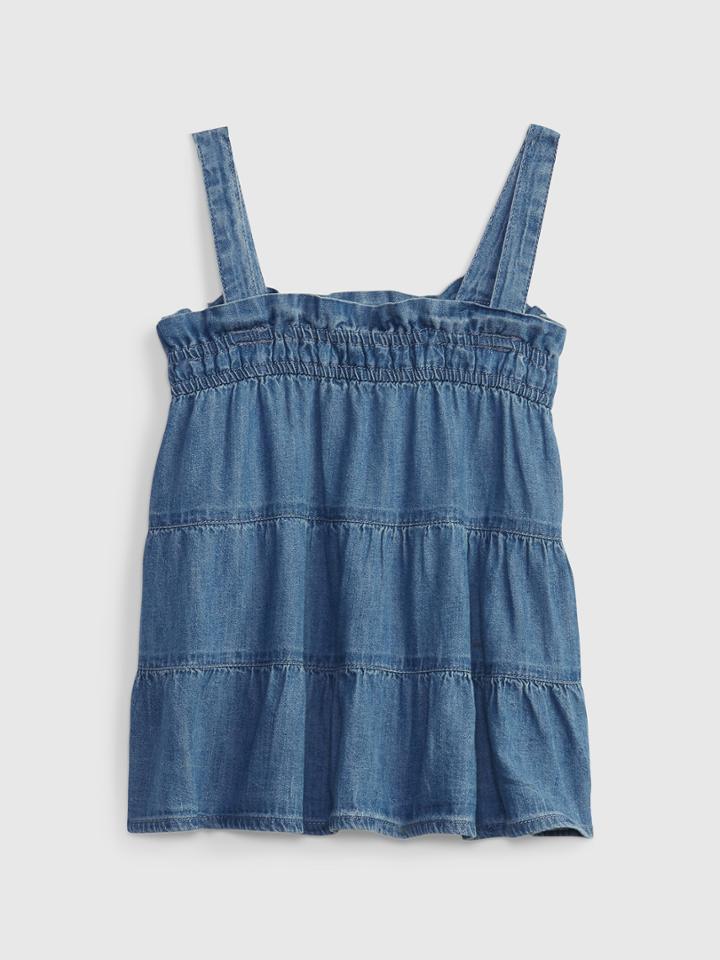 Toddler Tiered Denim Tank Top With Washwell