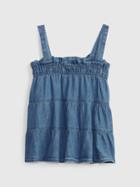 Toddler Tiered Denim Tank Top With Washwell