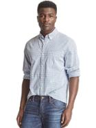 Gap Men True Wash Poplin Plaid Standard Fit Shirt - Wild Orchid
