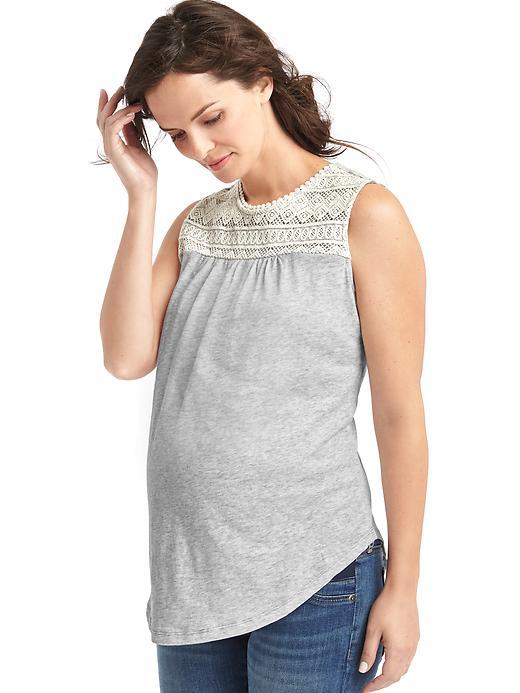 Gap Lace Neckline Tank - New Heather Grey