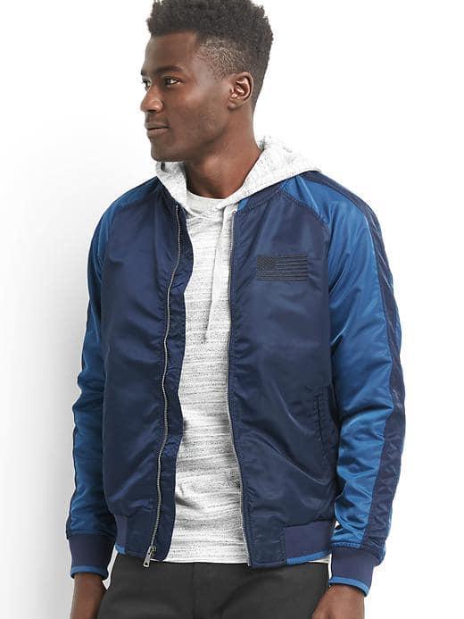 Gap Men Embroidered Bomber Jacket - Navy