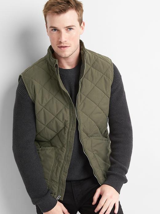 Gap Men Quilted Layer Vest - Black Moss