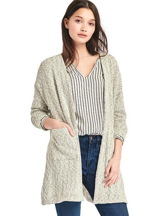Gap Women Boucle Open Front Cardigan - Cream