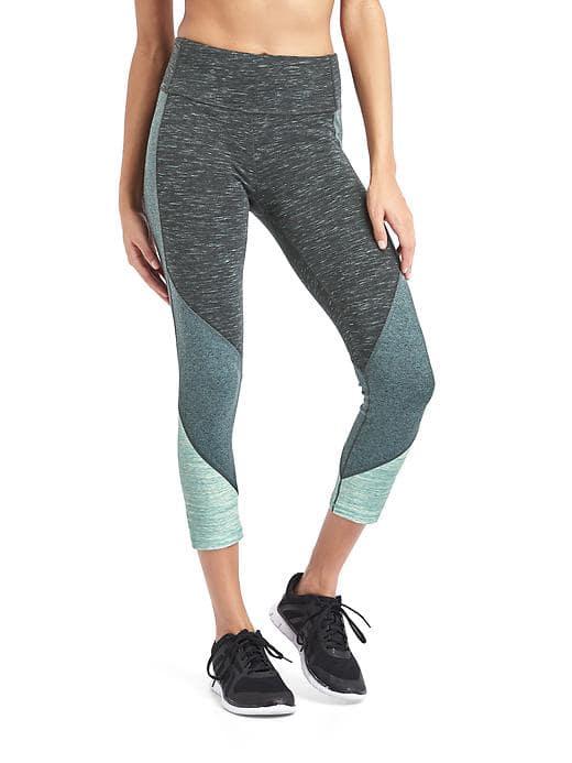 Gap Women Gfast Performance Cotton Colorblock Capris - Green Heather