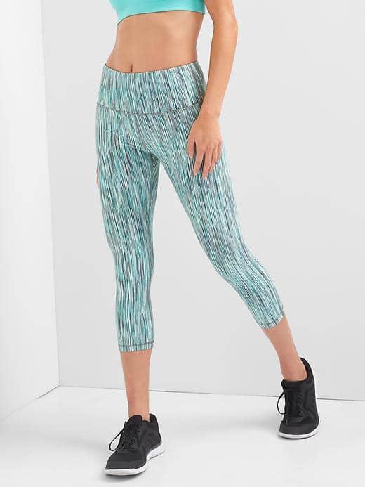 Gap Women Gfast High Rise Spacedye Crossgrain Capris - Aqua Glaze