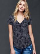 Gap Vintage Wash V Neck Diamond Tee - True Indigo