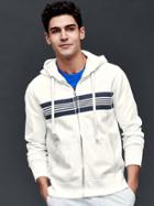 Gap Men Sun Wash Active Stripe Zip Hoodie - New Off White