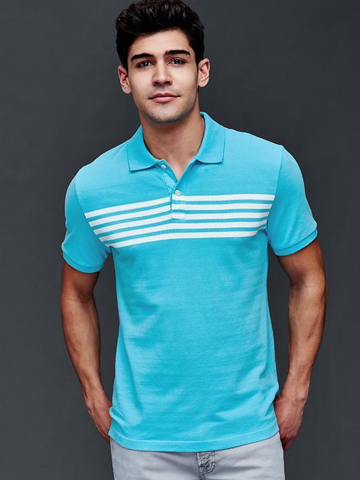 Gap Men Even Stripe Pique Polo - Blue Stripe