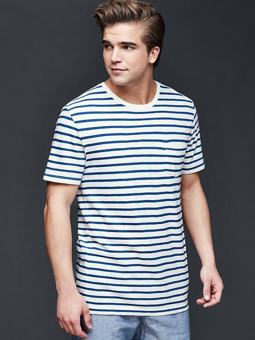 Gap Men Indigo Stripe T Shirt - White Stripe