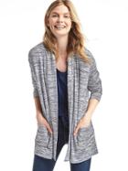 Gap Women Marled Open Front Cardigan - Navy Stripe