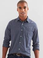 Gap Men Poplin Plaid Slim Fit Shirt - Velvet Teal