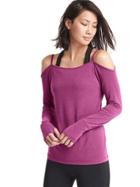 Gap Women Gapfit Breathe Off Shoulder Ballet Long Sleeve Tee - Exotic Fuchsia